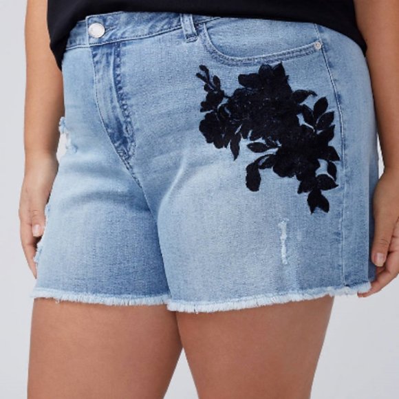 Lane Bryant Pants - Lane Bryant Girlfriend Jean Shorts w/Black Florals